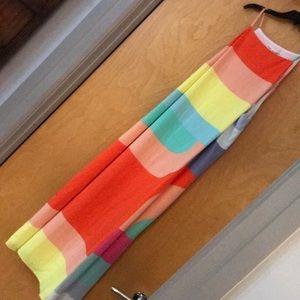 Mara Hoffman red multi-colorblocked dress.